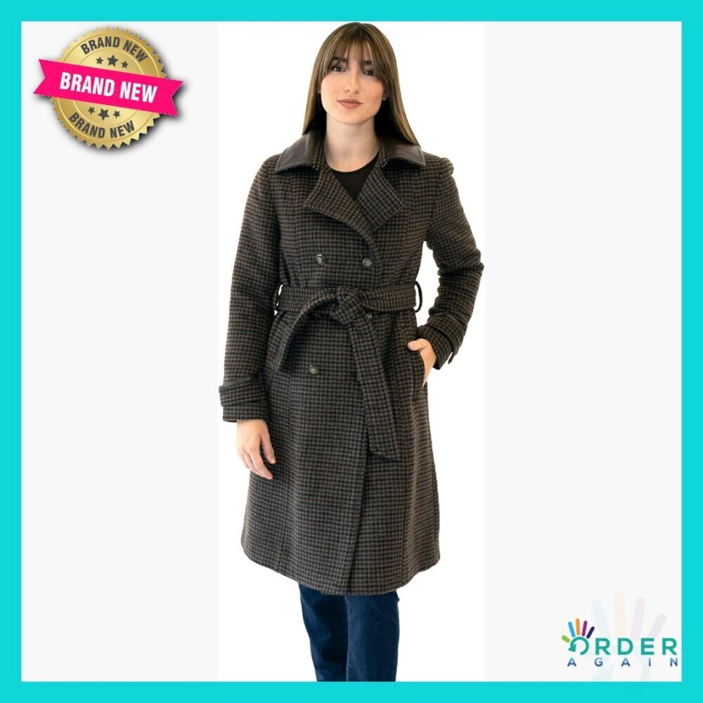 Classic Double-Breasted Faux Wool Coat Mid-Length Tailored Chic Elegant